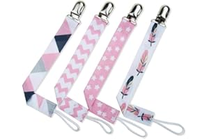 HZTYYIER 4 pezzi Porta ciuccio catena per bambini, cinturino in cotone stampato bambino infantile set unisex universale