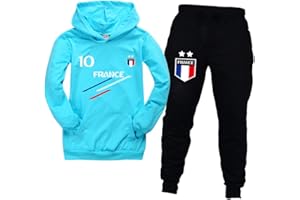 FORLCOOL Jogging Enfant De Football France 2 étoiles Sweats à Capuche Survêtements garçon Sweats à Capuche Pantalons de Sport