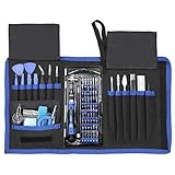 1. [79 in1 Full Set] Paket inklusive 60 in 1 Magnetschraubendreher Set, Update 2 Set für iPhone7, Utility Messer, Anti-Static Armband, Anti Static Pinzette, SIM Karte Auswerfer Pin und LCD Saugnapf, 2 Dreieck Plektrum, Kunststoff Spudgers, Metall Spudger, Edelstahl Lineal, 1 Telefon Reinigungstuch, 1 Spezielles Telefon-Bildschirm Pry Messe (Der ergonomische Griff und die langlebige Stahl Klinge machen es einfach, jedes Gerät zu prügeln).