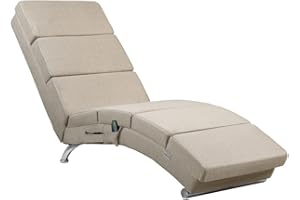 ‎CASARIA Casaria® Relaxliege XXL Massage Heizfunktion 186x 89x 55 cm Ergonomisch Stoff Gepolstert 180 kg Belastbarkeit Wohnzimmer Chaiselongue Relaxsessel Beige