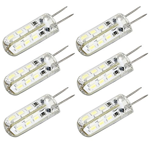 ArlyMama , 6 unidades (6 piezas/Lote) G4 tipo 24 LED Bombilla Lámpara 1,5 vatios bombillas halógenas de AC DC 220 V Blanco 3014 Undimmable a emisor Quivalent 10 W de bombilla incandescente