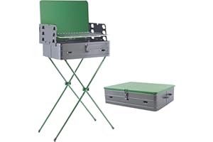Mediawave Store - Barbecue Richiudibile a Valigetta BAR007 con griglia in acciaio, Barbecue da Asporto, Funziona a Carbonella, Classico Barbecue, Fornacella Barbecue, Verde