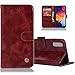 Produktbild HMTECH Galaxy A40 Hülle,Für Samsung Galaxy A40 Handyhülle Prägung Vintage Flip Case PU Leder Cover Magnet Schutzhülle Tasche Skin Ständer Handytasche für Samsung Galaxy A40,JX Vintage Red Brown