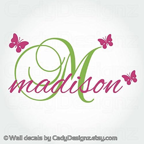 Wall Decal Name Wall Stickers for Girls Bedroom Custom Name Butterfly Wall Stickers for Baby Showr Wall Decorations W48 inches