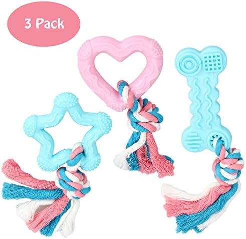 Puppy Chew Toy by Payxuan Teething Dental Chew Toy with rope for small Dogs-3pcs