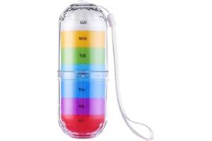 Rmeet Pastillero 7 Días,2 en 1 Organizador de Píldoras Semanal Color Doble Dispensadores de Píldoras Impermeable Caja de Medicina Semanal para Vitaminas Suplementos Medicamentos Diseño Portátil