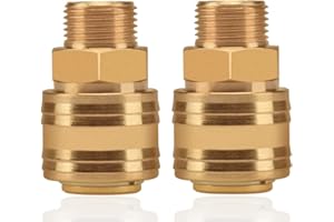 SUKUDON 2stk Druckluftkupplung Innenstecker 3/8" Außengewinde Messing AG Kupplungsstecker Kupplungsdose Schlauchstecker Ventilsteckdose Gewindestecker