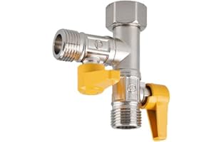 TOPHOMER Valvola a sfera per gas a 2 vie, 2 vie con on/off individuale, rubinetto da 1/2" Valvola a sfera per gas in ottone Splitter a T per cucina domestica