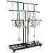 Produktbild Cvbndfe Modern Black Metal 3 Tier Tabletop Armband & Halskette Schmuck Organizer Display Tree Rack mit Ring Tablett (Farbe : Schwarz, Größe : 12 W X 16 H X 4.25 D(inch))