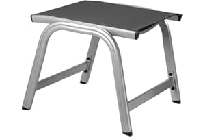 ‎K KETTLER KETTLER Basic Plus Hocker – bequemer Sitzhocker aus Aluminium und Outdoorgewebe für Garten, Terrasse und Balkon – wetterfester & UV-beständiger Outdoor Hocker – Silber / anthrazit