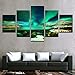 Produktbild jqnxww HD Drucke Leinwand Modular Bilder Wandkunst Rahmen 5 Stücke Polar Region Aurora Gemälde Green Lake Poster Wohnkultur Zimmer-Kein Rahmen