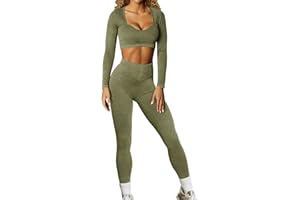 OEAK Abbigliamento Sportivo da Donna Set 2 Pezzi Top Sportivo e Vita Alta Leggings Yoga Tuta Ginnastica Completo Tuta per Running Yoga Fitness