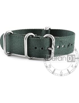 VK von Buran01.com WATCH STRAP FOR NATO NYLON STRONG ZULU Darkgreen (grün) 20 mm