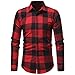 Produktbild URSING Herren Karohemd Herbst Winter Casual Plaid Drucken Langarm T-Shirt Tops Bluse mit Knopf Sweatshirt Langarmhemd Freizeithemd Herrenhemden Freizeithemd Hemdbluse(Rot,2XL)