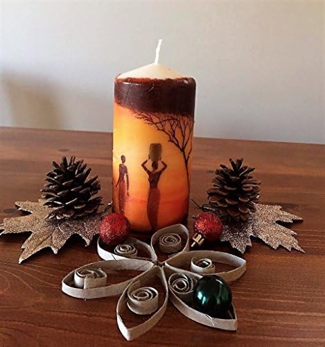 Handmade Decorative Candle. Decoupaged gift. Home decor sale.