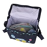 FakeFace Oxford Gewebe Cartoon 4er-Set Babytasche Wickeltasche Mutter Windeltasche Handtasche Schultertasche Flaschenhalter (Dunkelblau Wagen) - 4