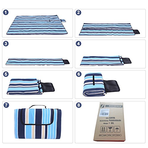 SONGMICS 200 x 200 cm XXL Picknickdecke Fleece wärmeisoliert wasserdicht mit Tragegriff GCM70L – Bild 6