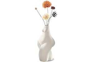 Kingbar Vase Corps Femme, céramique Corps en Forme de Sculpture, Vase Abstrait Moderne pour Fleurs séchées Bouquet, Decorative Vase for Home Office Desktop, Blanc