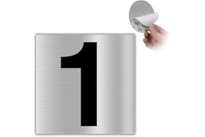 LEIASA | Numéro Autocollant Maison - 10x10 cm - Aluminium - N° 1 - Numéro Appartement Hôtel - Numérotation Portes - Intérieur et Extérieur - Numéro de Porte - Numéro 1 (Numéro 1)