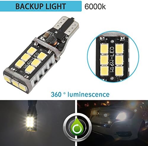ZISTE Led Backup Lights 800 lumens Extremely Bright Error Free 921 912 T15 W16W PX Chipsets LED Bulbs For Backup Reverse Lights, Xenon White