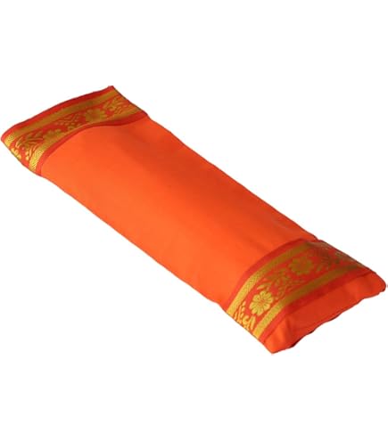 Cuscino Per Occhi In Semi Di Lino E Lavanda - Per Yoga, Relax, Meditazione, Rosso Vino, 23x11cm - Foto 7