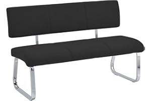 IDIMEX Esszimmerbank Vilas für 3 Personen mit Stoffbezug, schwarz - verchromtes Metallgestell, Sitzbank für Esszimmer mit Rückenlehne komfortabel gepolstert, Essbank für Küche