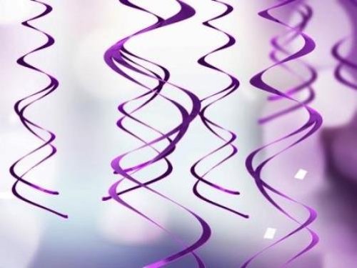 Metallic Party swirl - 5 glänzende Partyspiralen - Deko Spirale zum Aufhängen (lila)