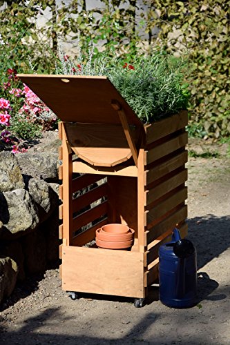 dobar Hochbeet auf Rädern aus Holz, Frühbeet Bausatz für Gemüse, Kräuter im Garten und Balkon, 58 x 36 x 71 cm, braun - 7