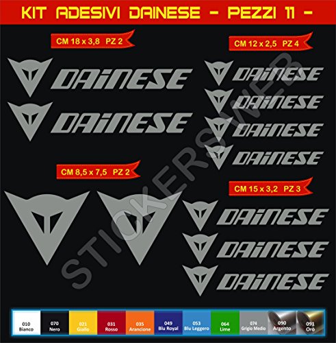 Pimastickerslab Pegatinas Adhesivos Dainese para Motos, Motocicletas. Cod.0568 (Grigio Medio cod. 074)