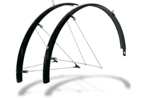 SKS GERMANY BLUEMELS BASIC 28" 45MM SET Juego de guardabarros (de robusta construcción en sándwich, sistema de seguridad ASR, puntales en V con puentes fijos para un ajuste flexible), Negro