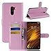 Produktbild Big-Mountain Leder Case Cover Für Xiaomi PocoPhone F1 | Magnetischer Schlag Mappen Karten Dünner Gummi Hülle | Luxus Fall Standing Klapphülle Schlag Mappen Abdeckung (Rosa)