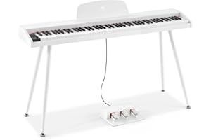 MUSTAR Piano digital de 88 teclas para principiantes, tamaño completo con 3 pedales, piano electrónico portátil, piano digital doméstico con USB MIDI y soporte, color blanco