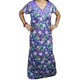 Indiatrendzs Women Hosiery Cotton Maxi Nighty Floral Nightwear Night Gown 46" (Purple)