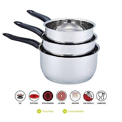 Ego Design Serie de 3 casseroles inox tous feux induction