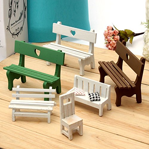 Kungfull Mall Mini Resin Bench Micro Landschaft Dekoration Garten DIY Dekor - 3