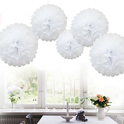 SevenMye 5 Pieces Tissue Paper Pom Lantern Flower Ball DIY Wedding Reception Ceremony Birthday Party Outdoor Decorations(10cm/15cm/20cm,13 Colours Available to Choose)