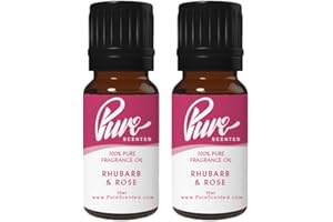 Pure Scented 20ml Fragrance Oils - 2 x 10ml Suitable for Candles, Soaps, Slime, Diffusers, Cosmetics, Wax Melts, Designer (2 x 10ml, Rhubarb & Rose)