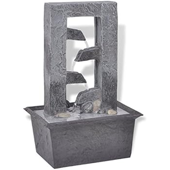 dekojohnson - LED-Zimmer-Brunnen/Gartenbrunnen/Tischbrunnen Kugel grau