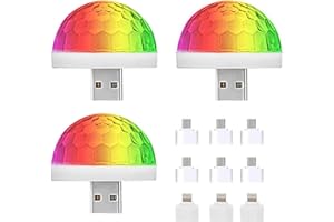 NEPAK 3 Pack Mini USB Disco Lights, USB Luci Discoteca Lampada da Palco,Luci Discoteca,Disco Ball Car USB Atmosphere Light, USB Disco Ball Party Light MINI Portable Strobe Light