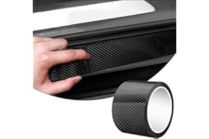 SDLDEER Carbon Folie Auto, 10cm X 3m Schwarz Kohlefaser Aufkleber Einstiegsleisten Schutz Autofolie, Universal Selbstklebend Lackschutzfolie Auto Schutzfolie