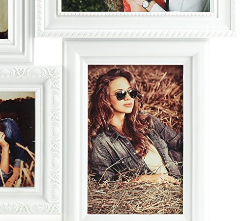 levandeo Bilderrahmen 96094 inklusiv Schrauben – Weiß für 24 Fotos 10×15 cm – Barock Antik nostalgisch Nostalgie Landhaus – Fotogalerie Collage Fotorahmen Bildergalerie - 2