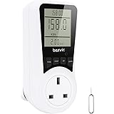 Power Meter Energy Monitor Plug, Besvic Large LCD Display Electricity Power Consumption Meter with 7 Monitoring Modes, Overlo