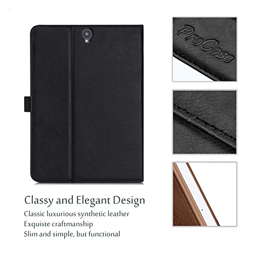ProCase Samsung Galaxy Tab S3 9.7 Fall, Stand Folio Case Cover für Galaxy Tab S3 Tablette (9,7 Zoll, SM-T820 T825), mit mehreren Betrachtungswinkeln, Dokumentenkarte Tasche -Schwarz - 6
