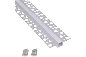 EVOTRADE Barre profilée Union panneaux de plâtre avec conduit d'éclairage LED barres 2 m encastré rétractable + coque lumière continue (plat - plat)