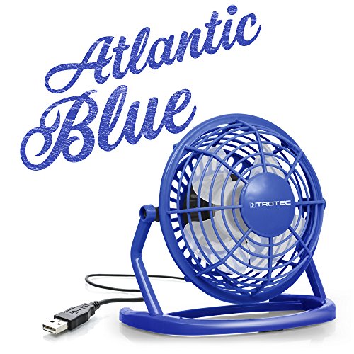 TROTEC TVE 1B Mini USB Ventilator / Fan / Lüfter in Atlantic Blue, geräuscharm mit An/Aus-Schalter, 360° Neigungswinkel, ideal für Schreibtisch Laptop Notebook, oder unterwegs (blau)