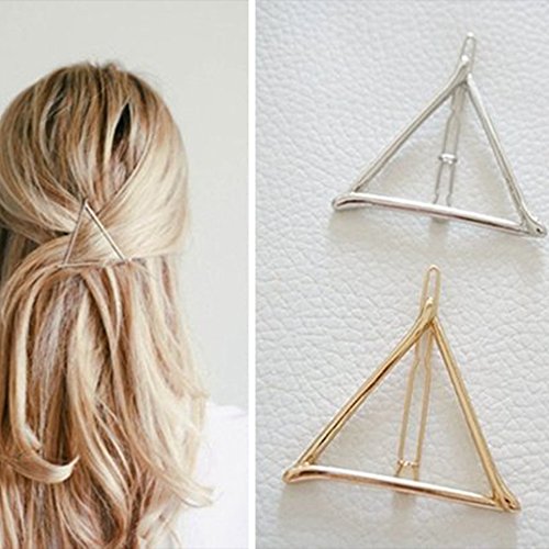Contever® Elegant Dreieck Haarclips Haarschmuck hair accessories Pack 2 (Golden + Silber) - 4