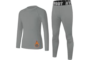 HYCOPROT Młodzieżowy zestaw bielizny termicznej dla chłopców kalesony bazowa podszewka polarowa koszula kompresyjna legginsy spodnie dziewczęce termiczne zimowe zestawy górne i dolne zestawy dla