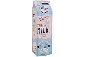 Fablcrew Trousse Scolaire originale façon « carton de lait »,Trousse de Crayon en similicuir, organiseur de sac avec fermeture Éclair, pour bureau, fournitures scolaires 20*5*6 cm bleu