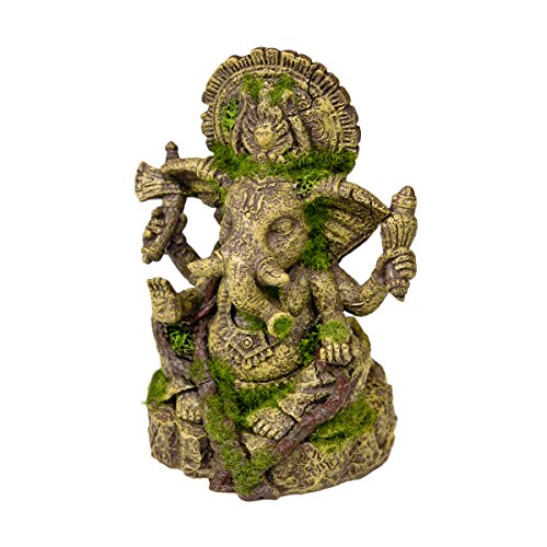 Rosewood Polyresin Moss Covered Statue of Ganesha Aquarium Ornament