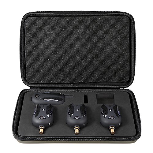 Lixada Pêche Alarme sans Fil Numérique Pêche Bite Alarmes Set Pêche Récepteur Son Alerte Kit LED Alarme Indicateur avec Portable Cas